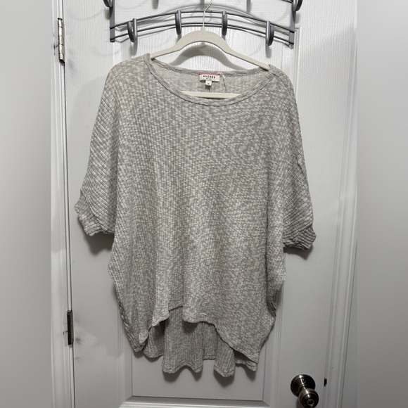 Andree by Unit Round Neck Dolman Sleeve Poncho Top women’s M gray boho chic rib - Picture 1 of 14